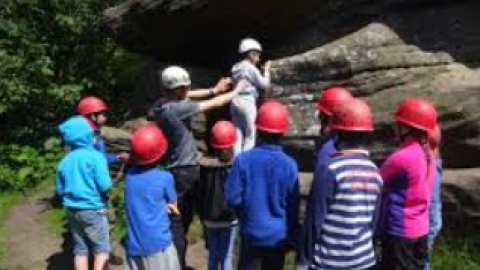 children rock climbing