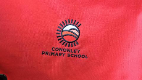 School book bag with logo